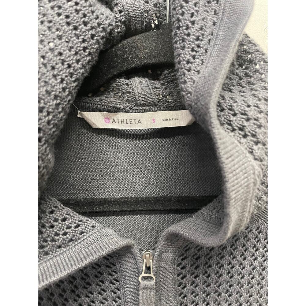 Athleta Women's Lightweight Sweater Jacket Activewear Small Charcoal Gray Hood - Picture 2 of 10